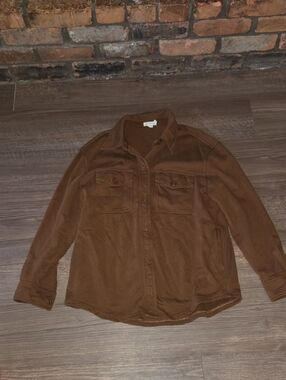 Good American Button Front Jacket in Brown